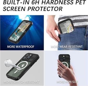 Nowvnvuy Ốp nam châm bảo vệ toàn thân nặng toàn thân 2022 chống nước PC + TPU Tương thích với 14 Pro Max 6.7 inch - Product Image 3