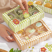 Boîte à gâteau bento transparente personnalisée Yilida Modèle 002 en gros, conteneur à cupcakes 6 cavités avec doublure en éponge gaufrée, impression CMJN, format réduit