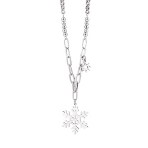 yunniqueUnisex <b>Titanium</b> Steel Snowflake Necklace With Sun Charm Geometric Design Multi-layer <b>Chain</b> Fashion Sweater <b>Chain</b> - Product Image 5