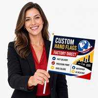Drapeau à main promotionnel 14x20cm en polyester double tricoté avec bâton en plastique pour événements et carnavals
