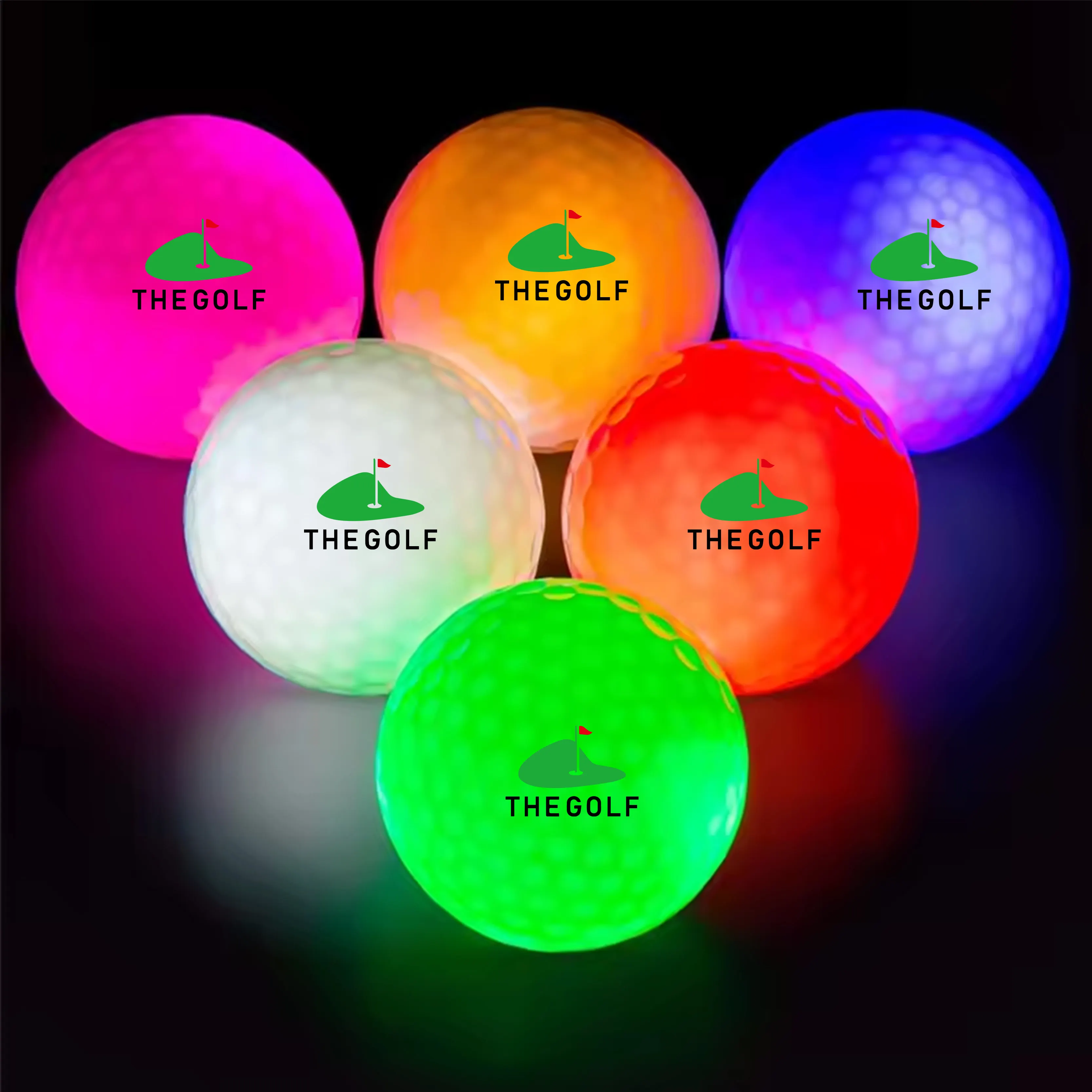 Groothandel Constant Licht Gloeiende Golfballen Golf Tees Gekleurde Lichtgevende Led Golfballen Voor Nachttraining