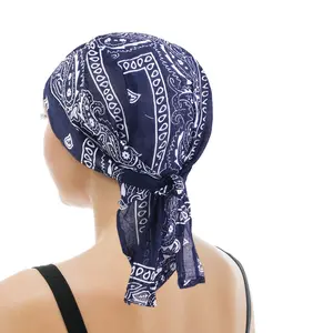 Cotton Doo Rag Kühlung Dew Rag HeIment Liner Hut Große Motorrad Kopf wickel Bandana Paisley Muster Schädel kappe für Unisex