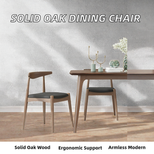 Chaise de salle à manger contemporaine en chêne massif de qualité FAS d'Amérique du Nord, revêtement en lin, dossier ergonomique courbé à la vapeur, sans accoudoirs, en bois - Product Image 2