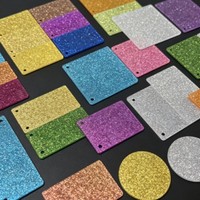 Planche en PMMA multicolore scintillante avec surface lisse, plaque acrylique brillante pour le bricolage et la production de badges personnalisés