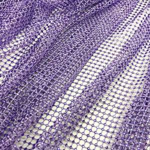 Violet Lilac Rhinestone Mesh <strong>Stretchable</strong> Crystal Rhinestone Diamond <strong>Lace</strong> <strong>Fabric</strong> - Product Image 2