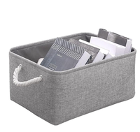 Boîte de rangement de luxe rectangulaire grise en tissu tressé avec éclairage LED, présentoir à bijoux, cadeau, écologique, pliable, fait main