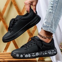 Chaussures de skate décontractées à lacets blanches, imprimé citrouille d'Halloween, tendance, polyvalentes, printemps, best-seller transfrontalier