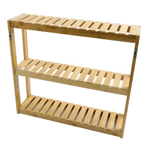 Custom-made bamboo bathroom storage <b>rack</b>, <b>wall</b>-mounted storage <b>rack</b>, multi-functional flower <b>rack</b> and <b>shoe</b> <b>rack</b> for home use. - Product Image 5
