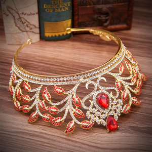 Vintage Retro oro Boda nupcial Tiaras y <span class=keywords><strong>coronas</strong></span> para las mujeres novia concurso Real Corona boda accesorios de la joyería de ZGH1132 - Product Image 6