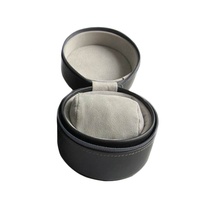 Boîtes et étuis à montres personnalisés en gros avec surface en cuir et doublure intérieure en velours, étui de voyage pour montre en forme cylindrique