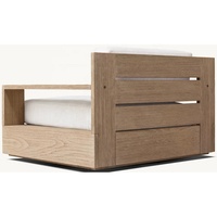 RH Moderner Luxus Outdoor Massivholz Teak Einzelsofa Garten-Sessel Wasserdichtes Kissen Minimalistische Terrassenmöbel Clubsessel