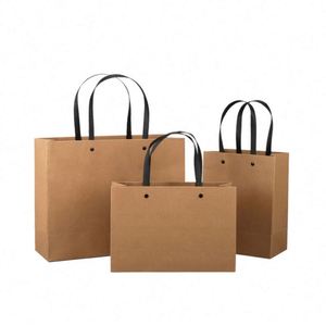 Sacs en papier kraft professionnels avec logo personnalisé, sacs shopping bruns avec dimensions 17cmx10cmx22cm, pack promotionnel - Product Image 3