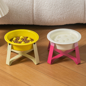 Bol pour animaux de compagnie en céramique de haute qualité, simple, multicolores, anti-étouffement, bol pour chien, bol pour animaux de compagnie à alimentation lente avec support en fer - Product Image 1