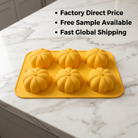 Moule en silicone réutilisable sans BPA, facile à nettoyer, multi-cavités, en forme de citrouille 3D, pour Thanksgiving, muffins, savon, pâtisserie