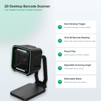 Lecteur de codes-barres 2D de bureau mains libres, détection automatique de codes QR POS, Plug & Play USB2.0/Type-C GT-8900A pour la vente au détail et les supermarchés