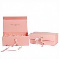 Boîte cadeau rigide à couvercle à charnière rose, écologique, imperméable, recyclable, haut de gamme, personnalisée, pour l'emballage de cosmétiques et de cadeaux pour femmes