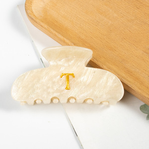 Polvo dorado 8,6 CM tocado inglés letras creativas accesorios para el cabello Clip acrílico Material de PC nueva pinza para el cabello decoración diaria - Product Image 4