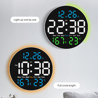 Horloge murale numérique ronde à LED avec écran électronique, calendrier lumineux, grand écran, alarme, pour la décoration de la maison, le club, la salle de classe, montage mural
