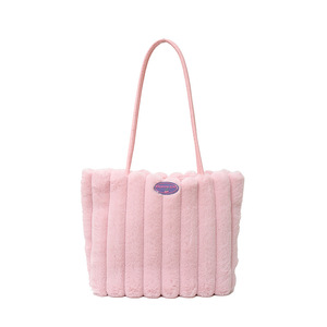 Sac fourre-tout en peluche pour femme, grande capacité, sac à main sous le bras, polyester, sac à bandoulière décontracté, couleur unie, sac pour ordinateur portable tendance - Product Image 6