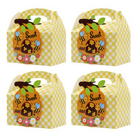 Boîte en papier portable à thème abeille avec poignée, pour cadeaux et friandises, recyclable, pour anniversaire, baby shower, fournitures de fête