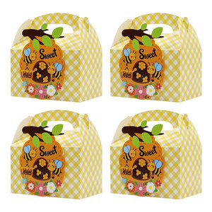 <strong>Bee</strong> Theme Portable Party Favour <strong>Gift</strong> Treat Packaging Paper Box Handle Recycled Recyclable Birthday Baby Shower Party Supplies - Product Image 1