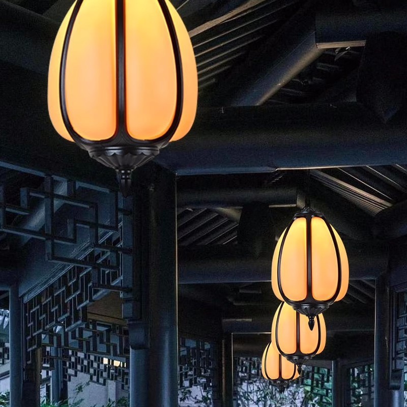 Outdoor Waterproof Lighting Home Garden Aisle Gazebo Balcony Pumpkin Lamp External Creative Simple Courtyard Corridor Chandelier