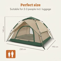 Tente de camping instantanée automatique hydraulique pour 3 personnes, imperméable PU3000mm, personnalisable OEM/ODM, tente familiale de plage et d'extérieur de qualité supérieure