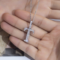 Pendentif lettre T en or blanc massif 18 carats, design creux avec diamant de laboratoire, bijou personnalisé pour homme et femme, cadeau