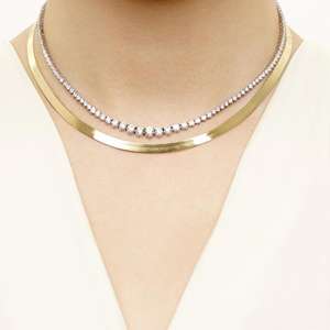 पुरुषों की 925 स्टर्लिंग चांदी टेनिस हार के लिए सफेद घन ज़िरकॉन हिप-हॉप शैली रोडियम प्लेटेड लिंक चेन - Product Image 6