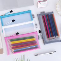 Papeterie Bureau Logo Personnalisé A6 Dossier Nylon Fermeture Éclair Maille Ducoment Fichier Sac Transparent Crayon Sac Maquillage Fichier Dossier Sac