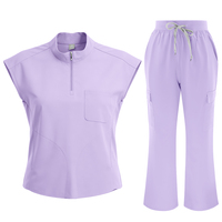 Ensemble de blouses d'infirmière extensibles de haute qualité sans manches, logo personnalisé, uniforme médical pour femmes, clinique, salon de beauté