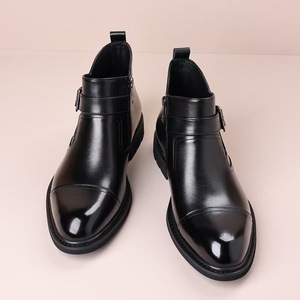 Botas de Vestir de Cuero Genuino para Hombre, con Hebilla y Correa, Punta Redonda, Color Sólido, para Oficina, Otoño - Product Image 6