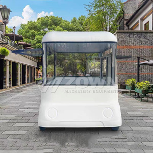 Camionnette alimentaire électrique compacte blanche avec grande fenêtre vitrée, chariot mobile de vente de café et de snacks pour la rue - Product Image 3