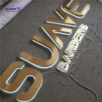 Enseigne Murale Lumineuse LED 3D Personnalisée en Acrylique et Acier Inoxydable avec Effet Halo, Télécommandée, pour Intérieur/Extérieur, Logos d'Entreprises, Bureaux et Façades de Magasins