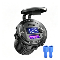 Prise de courant USB C étanche PD20W QC3.0 avec voltmètre numérique et interrupteur marche/arrêt, montage encastré pour bateau, camping-car, camion