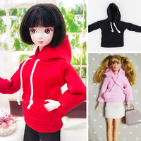 Vêtements de poupée 6 points 30 cm, costume de mode, pull décontracté, fille mignonne, motif à pois, échelle 1:6, pull à capuche à manches longues à motif à pois
