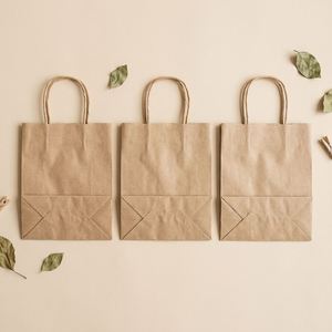 Sacs en papier kraft recyclables personnalisables, sensation haut de gamme, pour thé au lait à emporter, shopping, cadeaux, emballages artistiques et artisanaux - Product Image 2