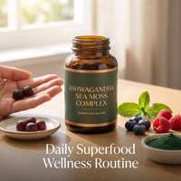 Gummies véganes sans sucre à l'ashwagandha, aux baies mélangées, au shilajit, à la mousse de mer et à l'huile de nigelle, 5000mg, marque privée OEM