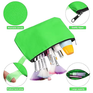 Sac de maquillage à fermeture éclair écologique personnalisé avec logo, cadeau pas cher, noir, pour kit d'organisation, tissu en coton, toile, cosmétique - Product Image 6