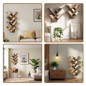 Bibliothèque <span class=keywords><strong>en</strong></span> bois moderne, simple et créative, nouveau style, <span class=keywords><strong>forme</strong></span> <span class=keywords><strong>d</strong></span>'<span class=keywords><strong>arbre</strong></span>, étagère à livres pour salon, planchers <span class=keywords><strong>en</strong></span> bois de fer avec étagères murales - Product Image 5