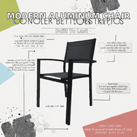 Chaise de salle à manger d'extérieur empilable en aluminium à hauteur réglable, design moderne, pour jardin, cour et entrepôt, avec panneau en textilène sérigraphié