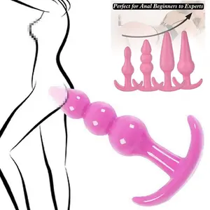 4 pcs anal plug set silicone sex toys and butt plugs massager for anal beginner to expert