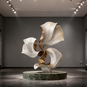 Tác phẩm điêu khắc nghệ thuật kim loại trừu tượng hiện đại tùy chỉnh là tác phẩm điêu khắc trang trí trong nhà quy mô lớn cho hành lang khách sạn và trung tâm mua sắm - Product Image 4