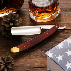 Afeitadora de cejas de acero inoxidable con mango de madera para salón, cuchillos profesionales para el cabello, cuchillos para el cabello de peluquero, maquinillas de afeitar - Product Image 3