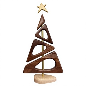 Wood Xmas Tree With Gold Star <b>Top</b> Christmas Decorative Objects For Home Table Accessories Modern Interior Decor Art piece - Product Image 1