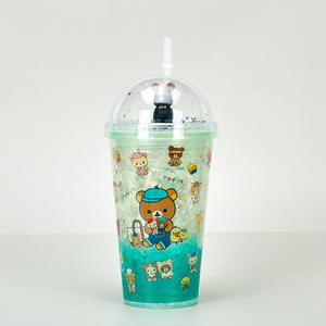 Bouteilles d'eau unisexe avec sac OPP et boîte blanche, tasse en <span class=keywords><strong>PC</strong></span> double paroi en forme d'ours, motif <span class=keywords><strong>micro</strong></span>-paysage, dessin animé mignon, effet glace pilée - Product Image 5