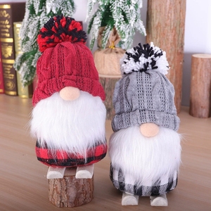 Poupée en peluche <span class=keywords><strong>Père</strong></span> Noël Mini décoration de Noël avec tenue à carreaux rouge noir et longue <span class=keywords><strong>barbe</strong></span> blanche pour arbre de Noël - Product Image 2