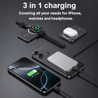 OEM 20W 5000mAh 10000mAh Batterie externe magnétique sans fil à charge rapide 3 en 1, mini-batteries portables personnalisées pour montre connectée/téléphone