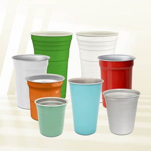 Gobelets en aluminium au design classique 9-32 oz – Gobelets jetables écologiques pour café, vin, camping et fêtes - Product Image 1