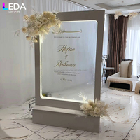 LEDA Romantique Mariage Français Entrée Verre Transparent Eau Courante Panneau de Bienvenue Cascade LED Toile de Fond de Fête